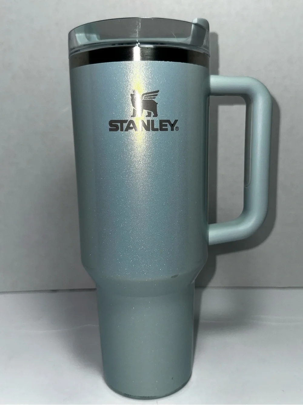 Stanley Shimmery 40 oz Light Blue Travel Mug with Handle - Picture 4 of 14